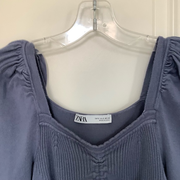 ZARA RIBBED PULLOVER RUFFLED CUFFS PEPLUM SWEATER Size S - Picture 9 of 9